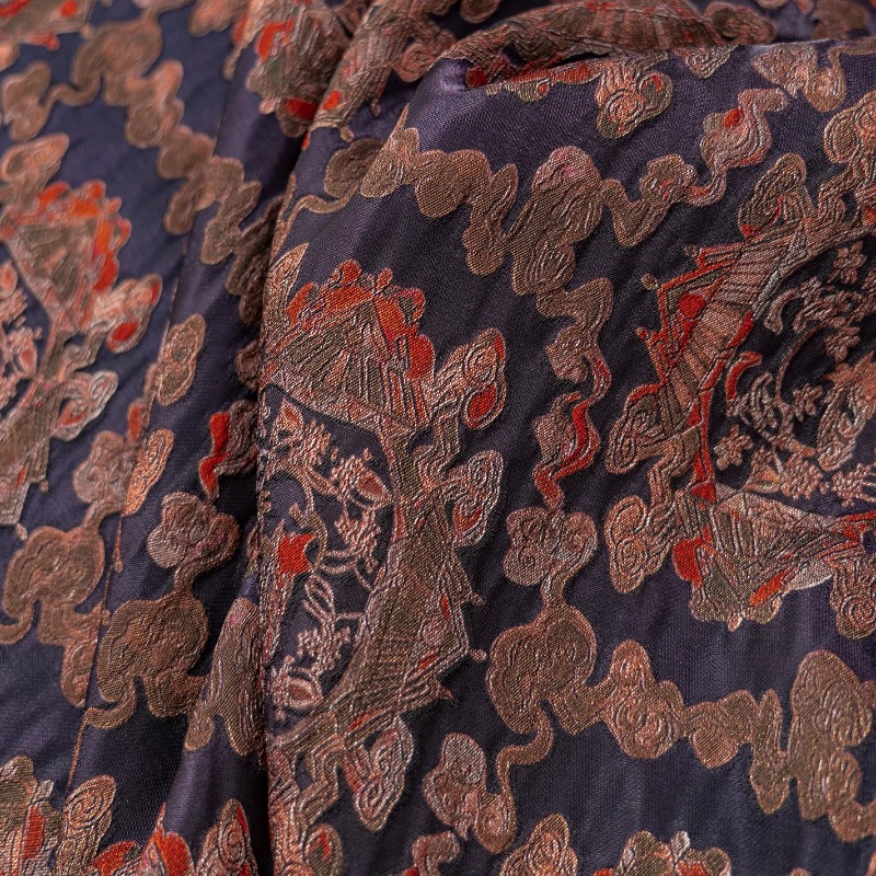 Sewing Vest - Tissu jacquard floral en rayonne rouge