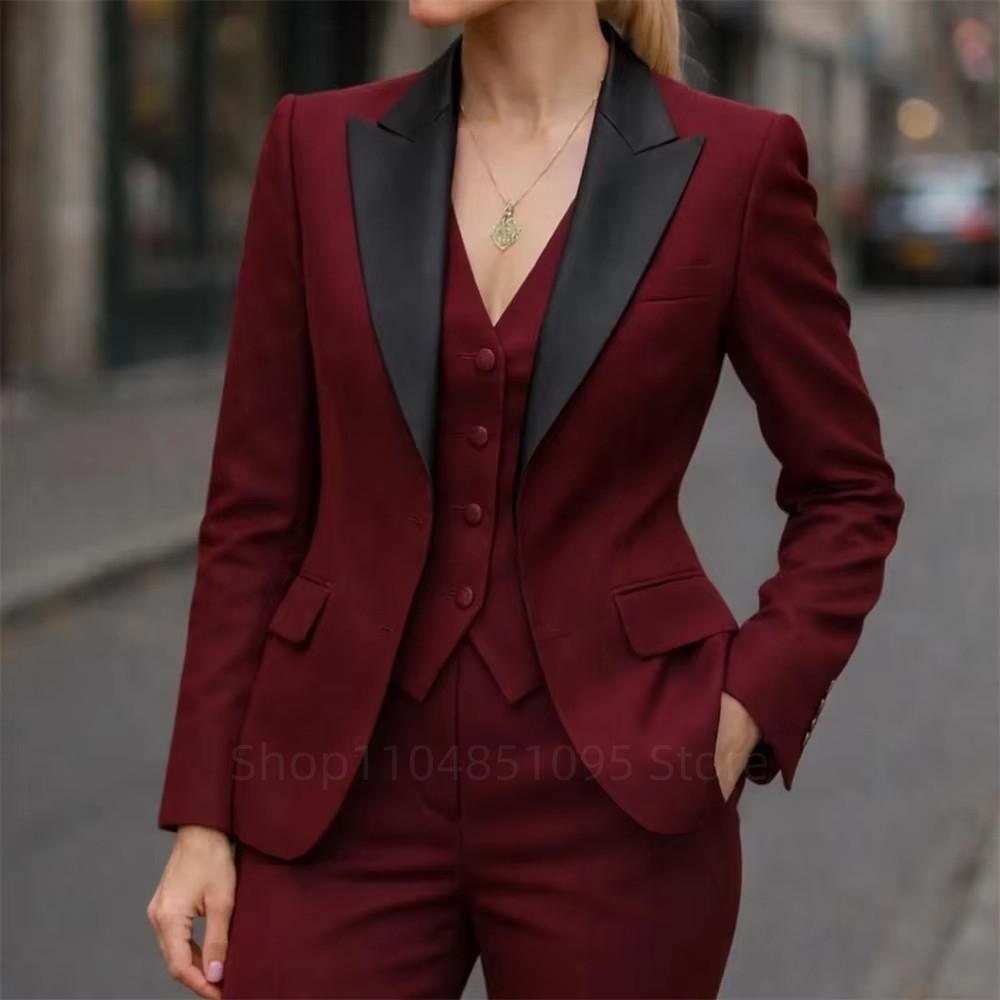 Sewing Vest - Ensemble tailleur-pantalon 3 pièces élégant pour