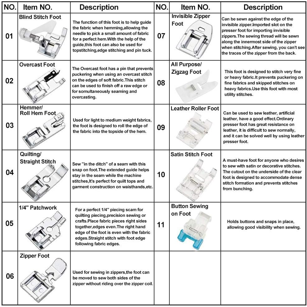 Kit de 11 pieds presseurs - Ki - Sewing Tt avis et prix